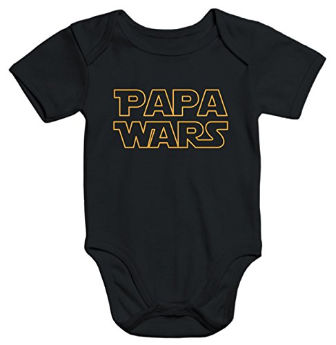 MoonWorks Kurzarm Baby-Body Papa Wars Bio-Baumwolle schwarz 6-12 Monate von MoonWorks