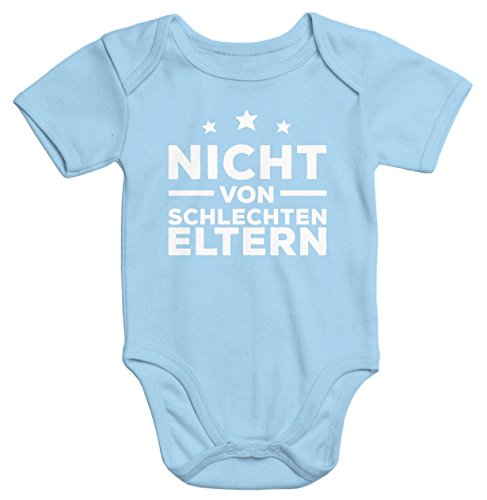 MoonWorks Kurzarm Baby-Body mit Aufdruck Nicht von schlechten Eltern Bio-Baumwolle hellblau 6-12 Monate von MoonWorks