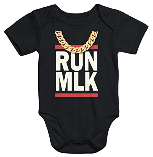 MoonWorks Kurzarm Baby-Body mit Aufdruck Spruch Logo Run MLK Bio-Baumwolle schwarz 3-6 Monate von MoonWorks