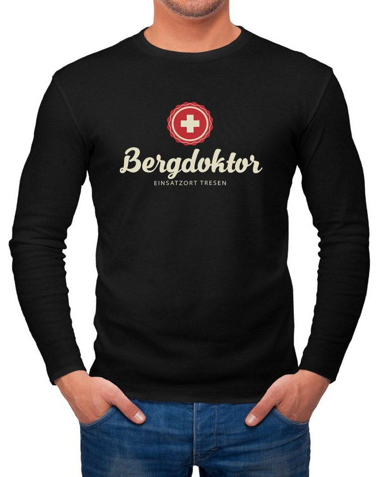 MoonWorks Longsleeve Herren Long-Sleeve Bergdoktor Après Ski Hüttengaudi Ski-Party mit Print von MoonWorks