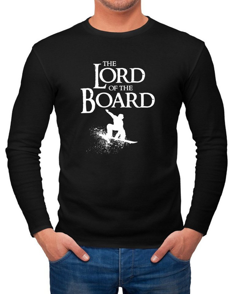 MoonWorks Longsleeve Herren Long-Sleeve Lord of the Board Snowboard-Fahrer Snowboarder mit Print von MoonWorks