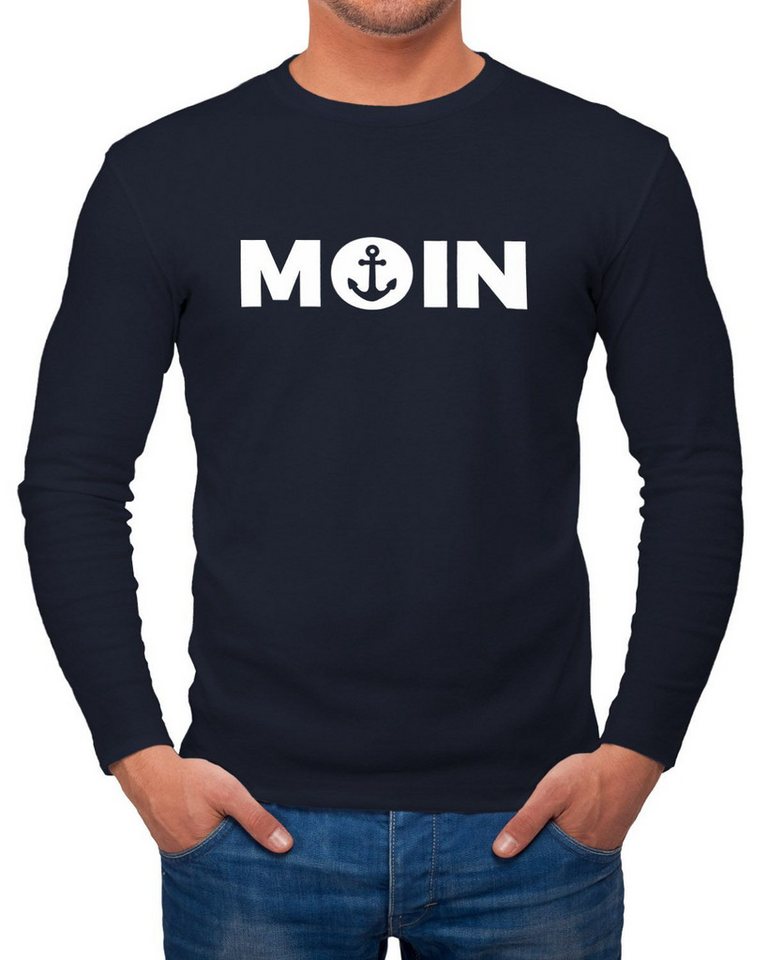 MoonWorks Longsleeve Herren Longsleeve Moin mit Anker Langarmshirt Moonworks® mit Print von MoonWorks
