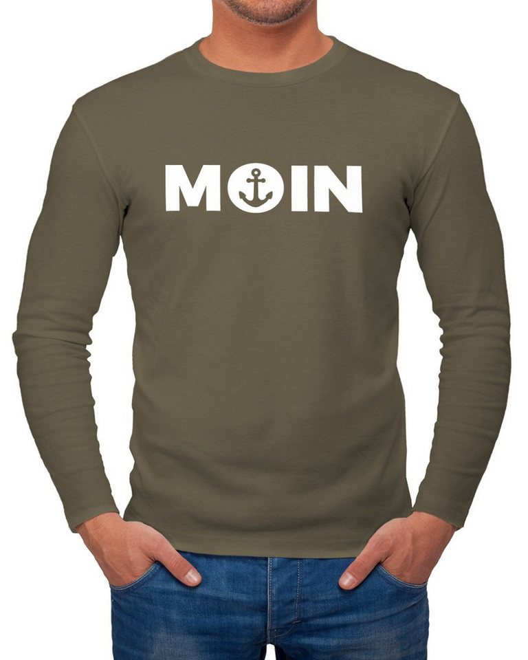 MoonWorks Longsleeve Herren Longsleeve Moin mit Anker Langarmshirt Moonworks® mit Print von MoonWorks