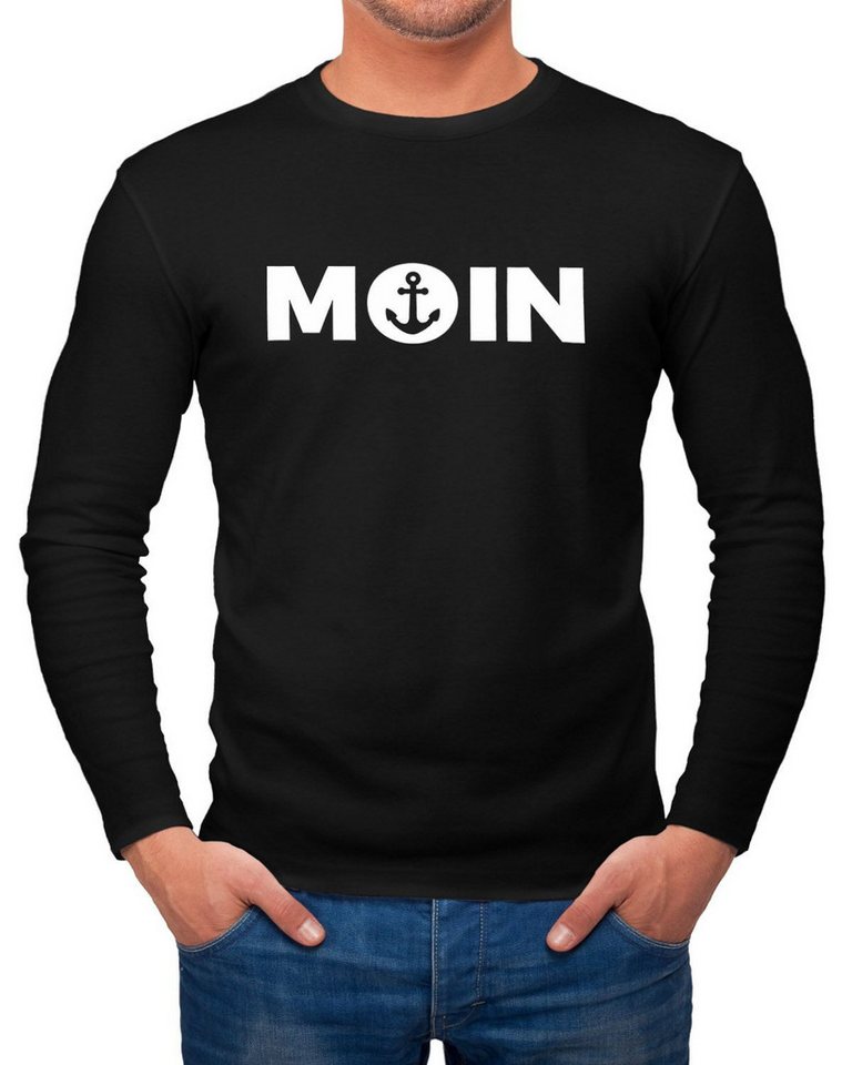 MoonWorks Longsleeve Herren Longsleeve Moin mit Anker Langarmshirt Moonworks® mit Print von MoonWorks