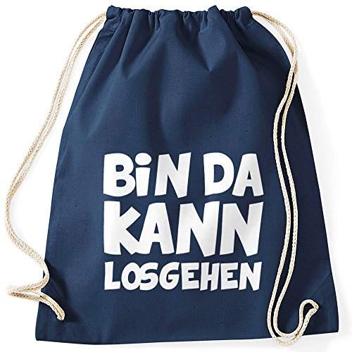 MoonWorks Lustiger Turnbeutel mit Spruch Bin da kann losgehen navy unisize von MoonWorks