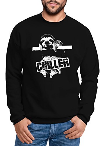 MoonWorks Lustiges Herren Sweatshirt Faultier Born Chiller Pullover schwarz L von MoonWorks