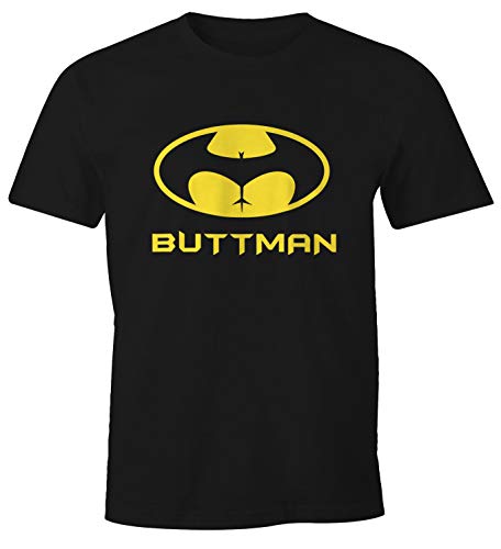 MoonWorks Lustiges Herren T-Shirt Buttman Parodie Superheld Fun-Shirt schwarz M von MoonWorks