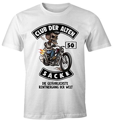 MoonWorks Lustiges Herren T-Shirt Club der Alten Säcke Alter Sack Geschenk für Ältere Geburtstag Männer Fun-Shirt 50 weiß XXL von MoonWorks