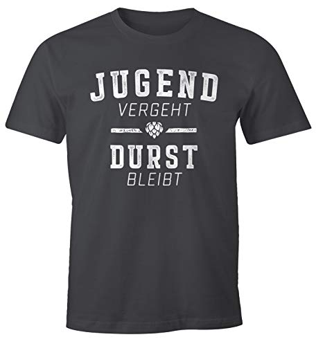 MoonWorks Lustiges Herren T-Shirt mit coolem Spruch Jugend vergeht Durst bleibt Fun-Shirt dunkelgrau L von MoonWorks