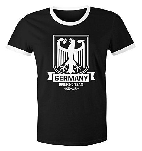 MoonWorks Lustiges WM Herren T-Shirt Germany Drinking Team Deutschland Fan-Shirt schwarz-weiß XL von MoonWorks
