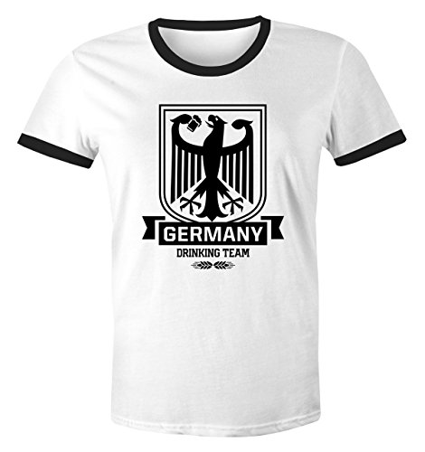 MoonWorks Lustiges WM Herren T-Shirt Germany Drinking Team Deutschland Fan-Shirt weiß-schwarz S von MoonWorks