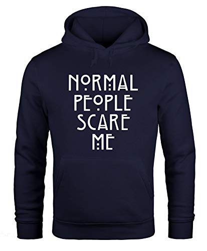 MoonWorks Normal People Scare Me Kapuzen-Pullover Hoodie Herren Navy 4XL von MoonWorks