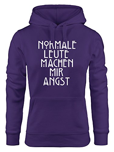 MoonWorks Normale Leute Machen Mir Angst Kapuzen-Pullover Damen Hoodie lila XL von MoonWorks