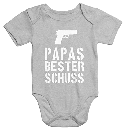 MoonWorks Papas Bester Schuß Baby Body grau 3-6 Monate von MoonWorks