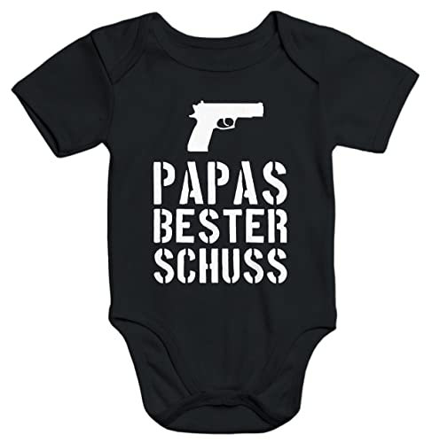 MoonWorks Papas Bester Schuß Baby Body schwarz 0-3 Monate von MoonWorks