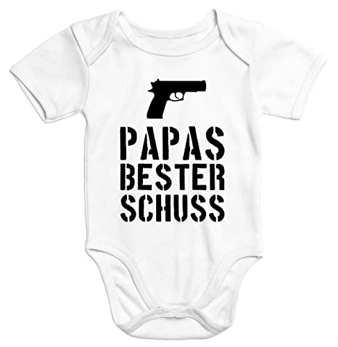 MoonWorks Papas Bester Schuß Baby Body weiß 3-6 Monate von MoonWorks