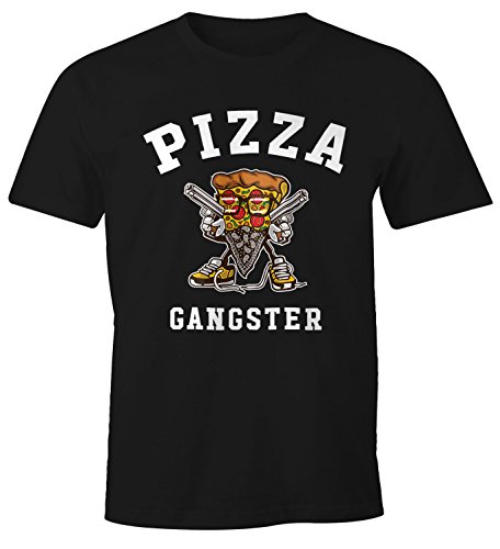 MoonWorks Pizza Gangster Herren T-Shirt Fun-Shirt schwarz M von MoonWorks