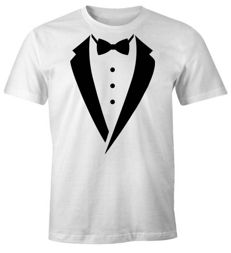MoonWorks Print-Shirt Anzug T-Shirt Smoking Tuxedo Anzug Aufdruck Fun-Shirt Moonworks® mit Print von MoonWorks