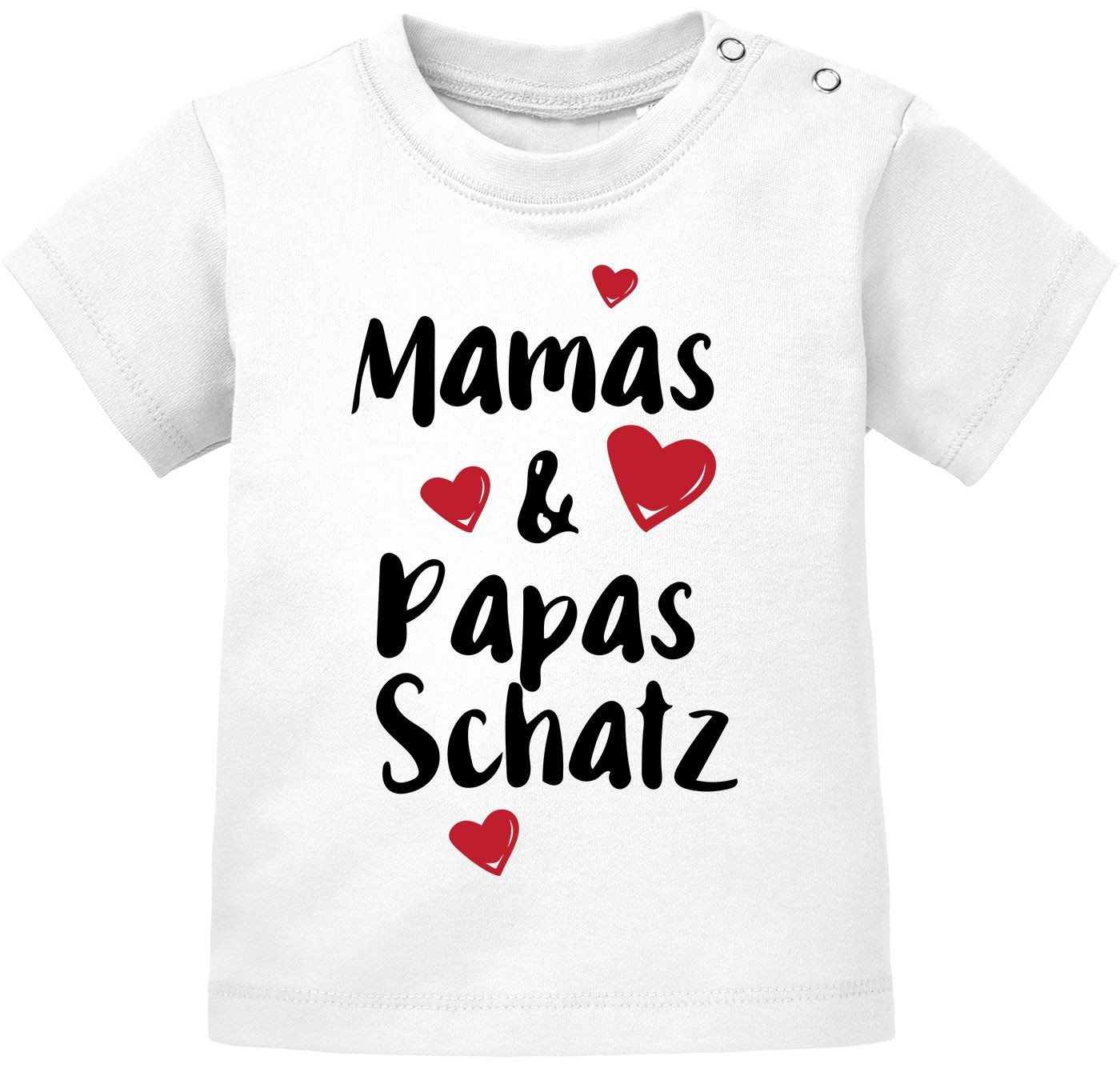 MoonWorks Print-Shirt Baby Kurzarm T-Shirt Mamas/Papas Schatz Babyshirt Bio Baumwolle von MoonWorks