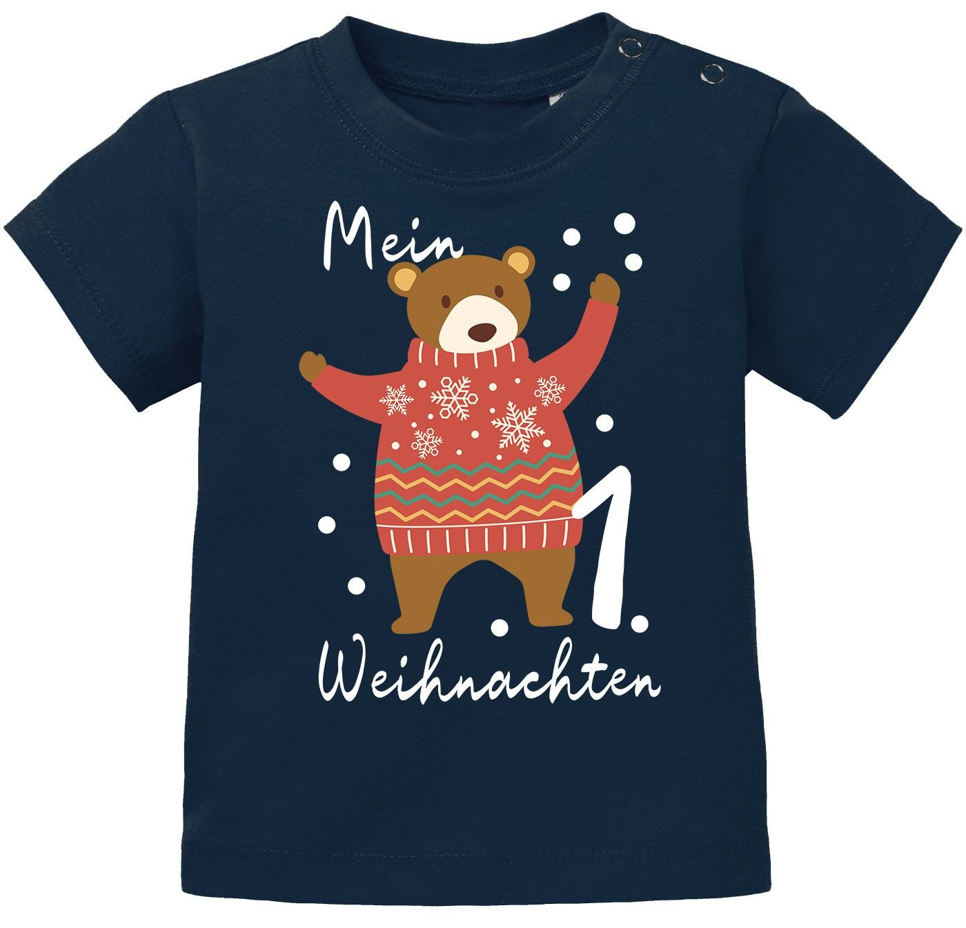 MoonWorks Print-Shirt Baby Shirt kurzarm Mein erstes Weihnachten Bär Print XMAS Outfit von MoonWorks