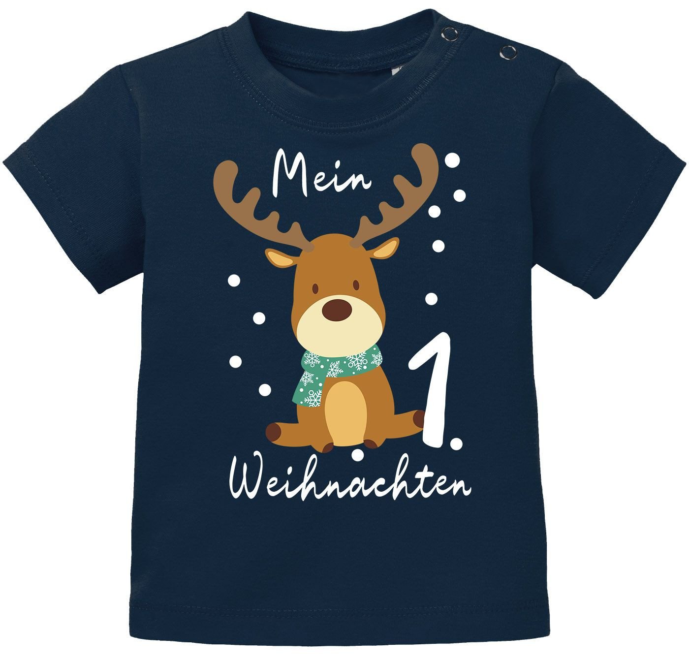 MoonWorks Print-Shirt Baby Shirt kurzarm Mein erstes Weihnachten Rentier Print XMAS Outfit von MoonWorks
