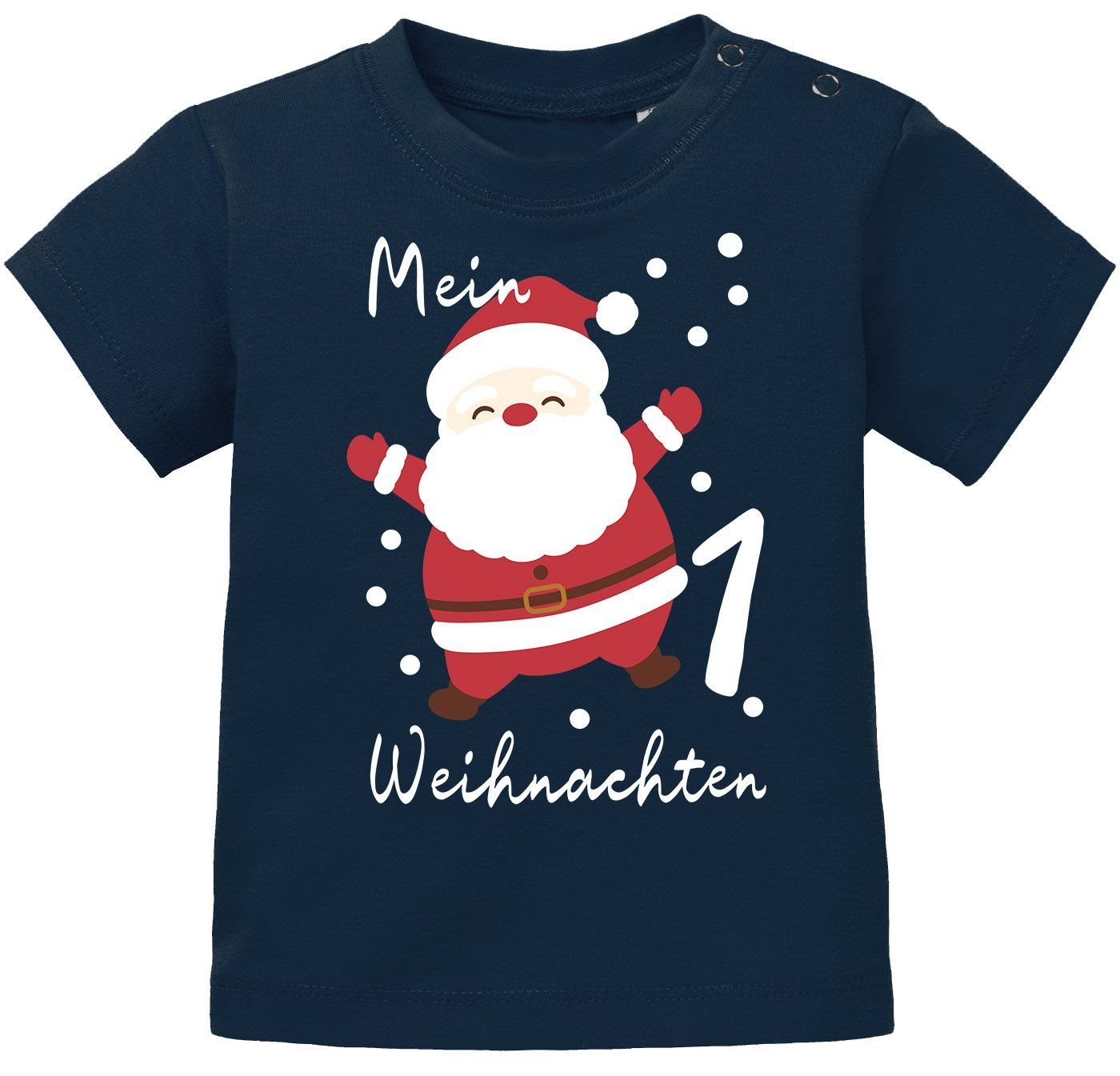 MoonWorks Print-Shirt Baby Shirt kurzarm Mein erstes Weihnachten Santa Print XMAS Outfit von MoonWorks