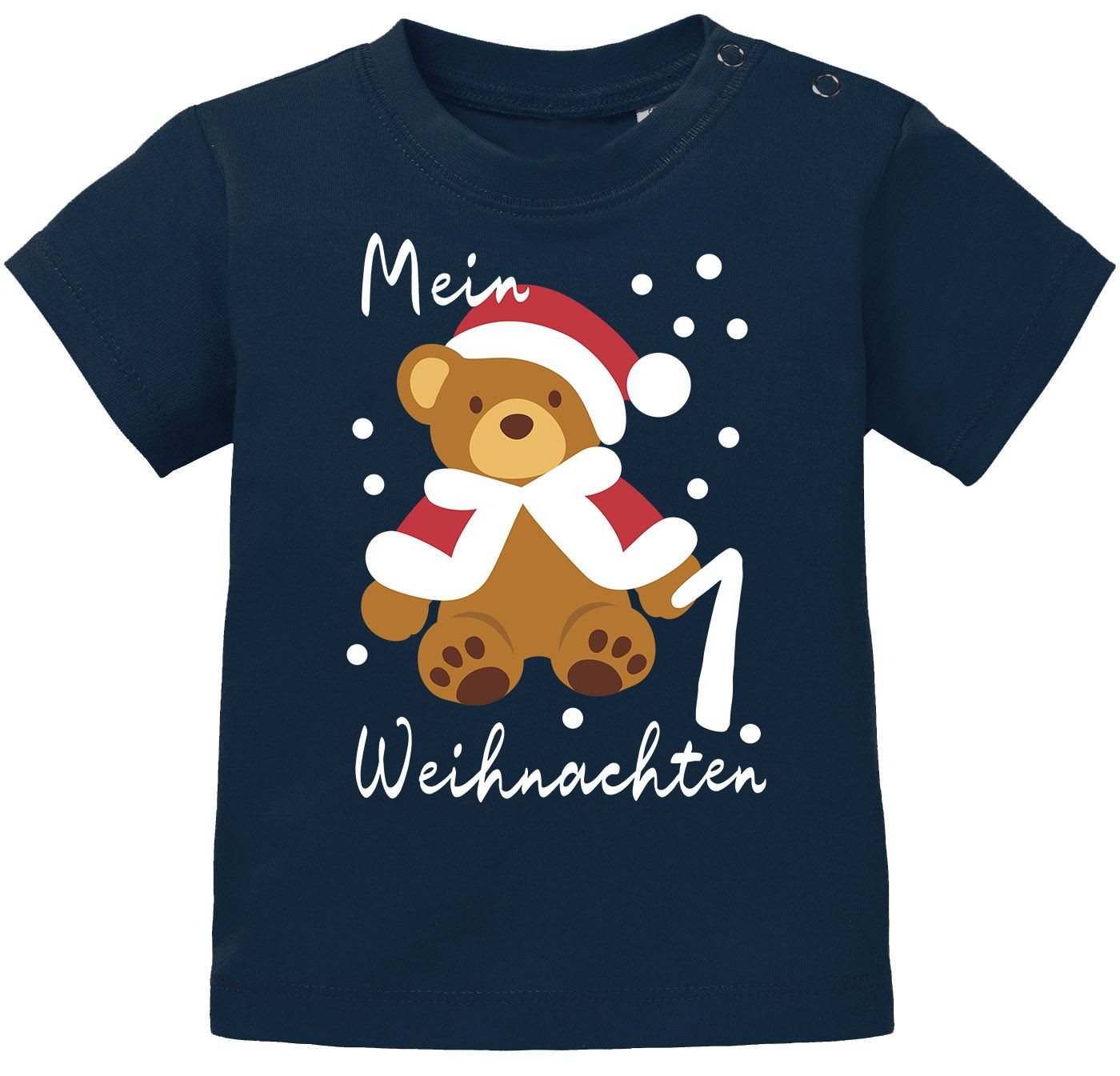 MoonWorks Print-Shirt Baby Shirt kurzarm Mein erstes Weihnachten Teddy Print XMAS Outfit von MoonWorks