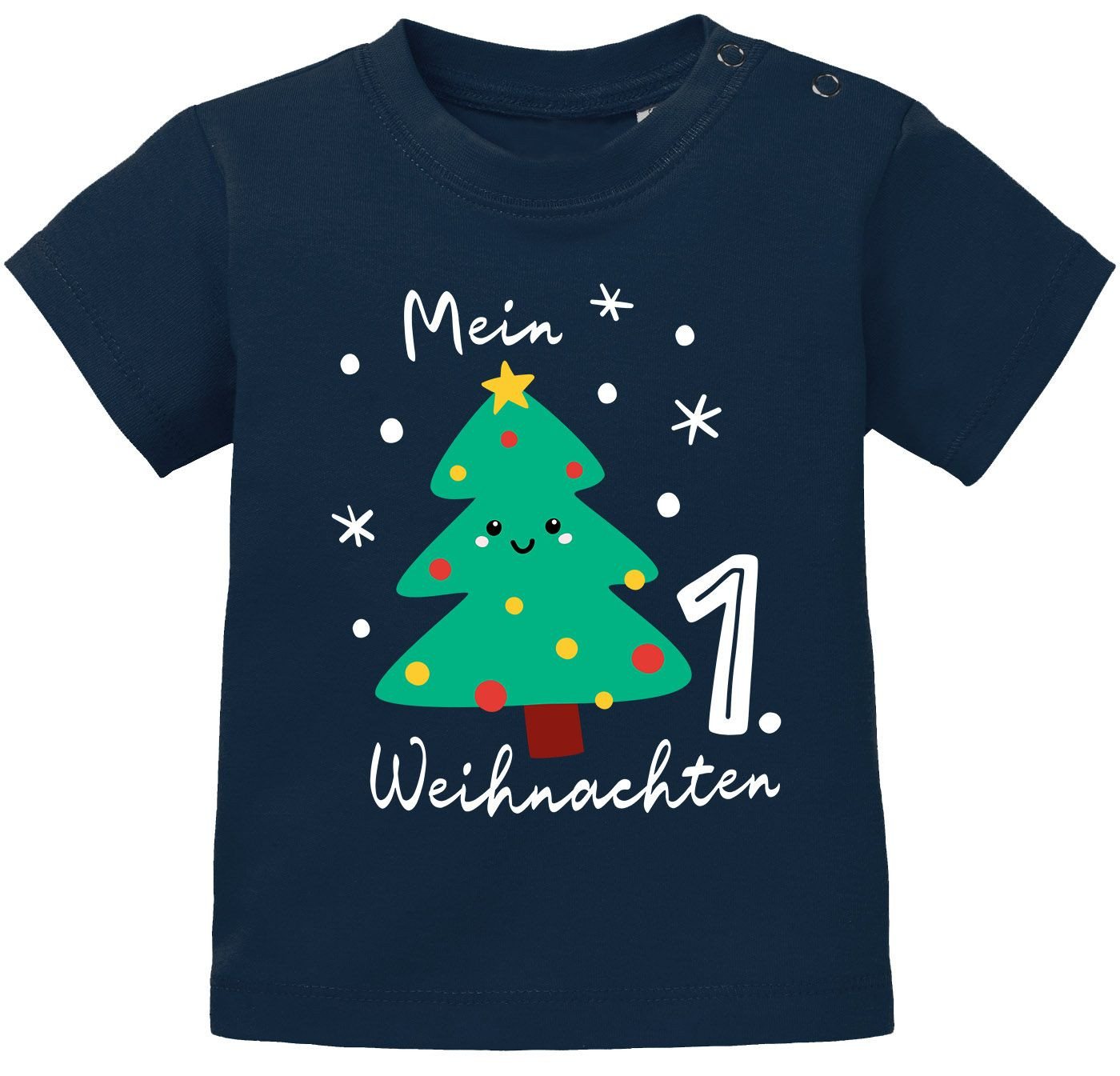 MoonWorks Print-Shirt Baby Shirt kurzarm erstes Weihnachten Design Tannenbaum von MoonWorks