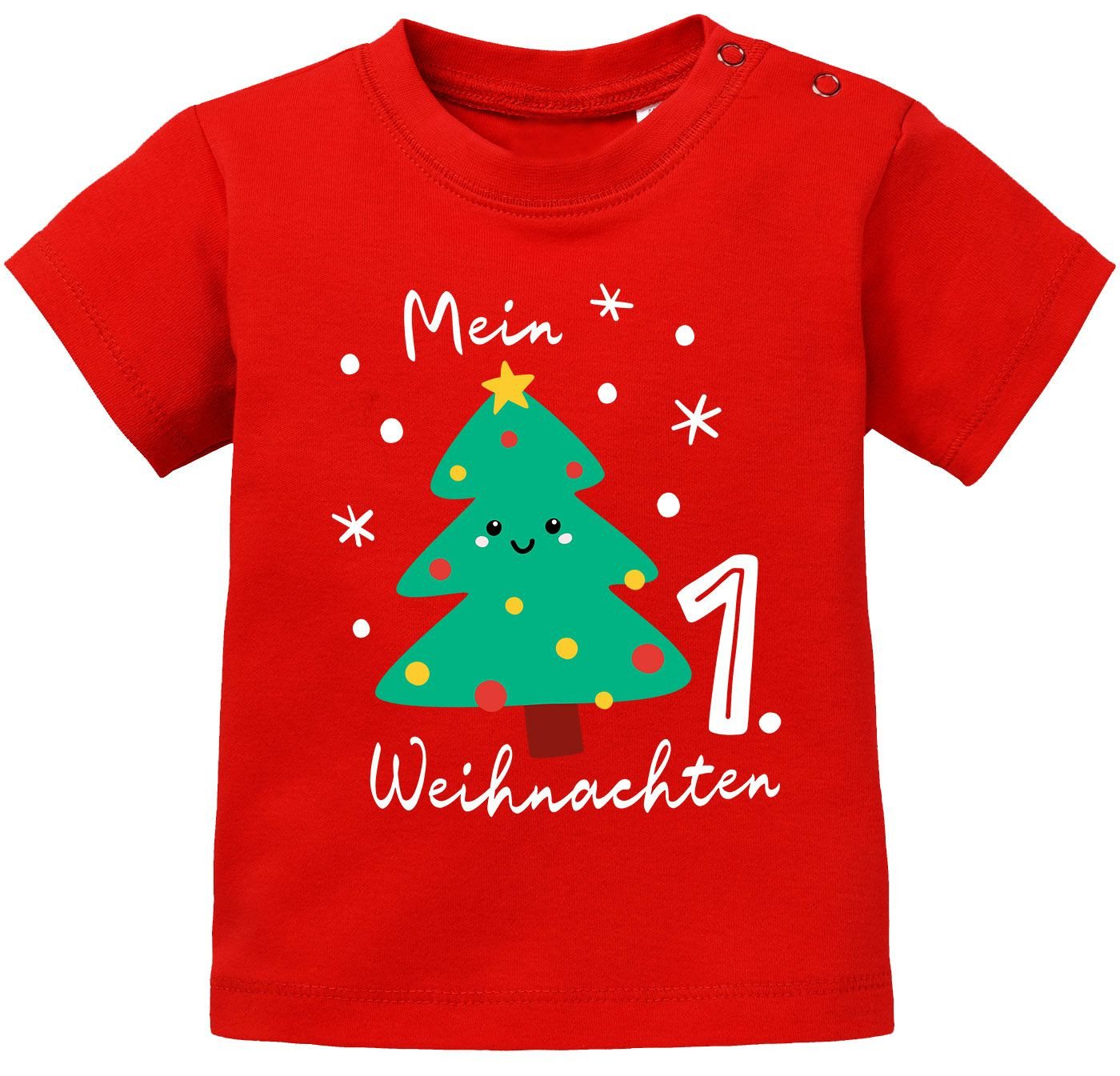 MoonWorks Print-Shirt Baby Shirt kurzarm erstes Weihnachten Design Tannenbaum von MoonWorks