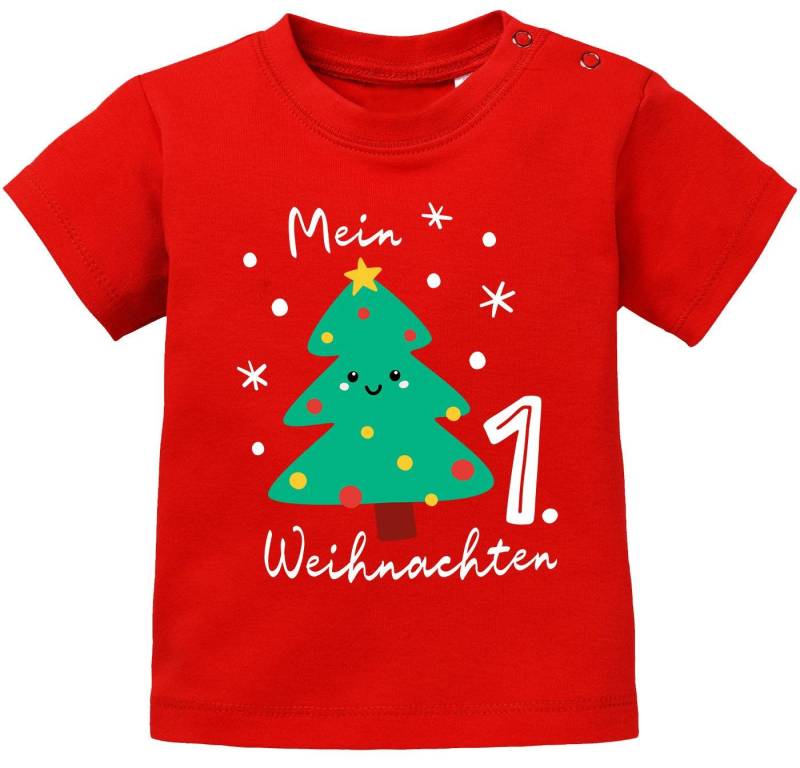 MoonWorks Print-Shirt Baby Shirt kurzarm erstes Weihnachten Design Tannenbaum von MoonWorks