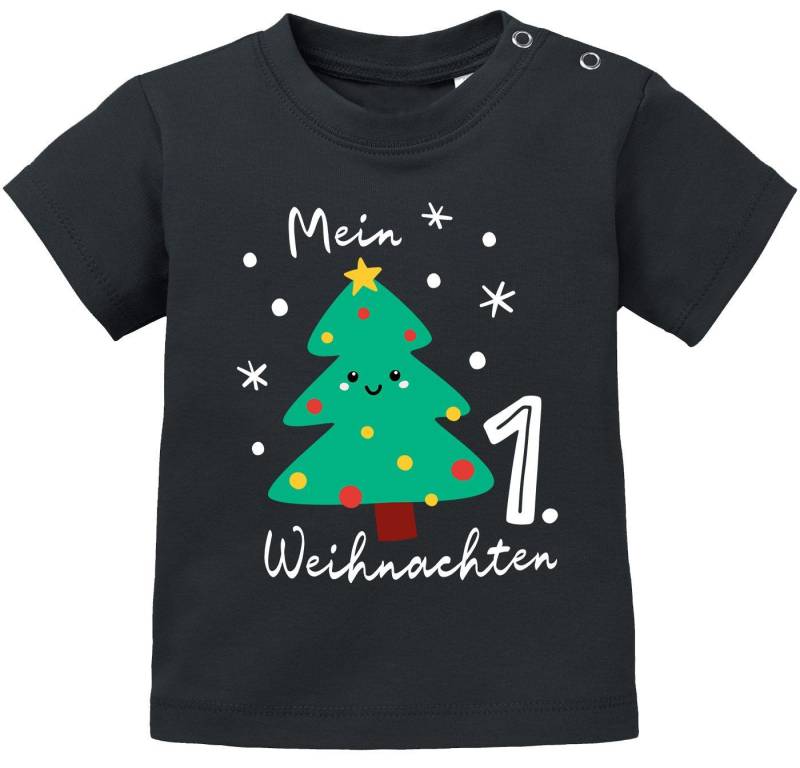 MoonWorks Print-Shirt Baby Shirt kurzarm erstes Weihnachten Design Tannenbaum von MoonWorks