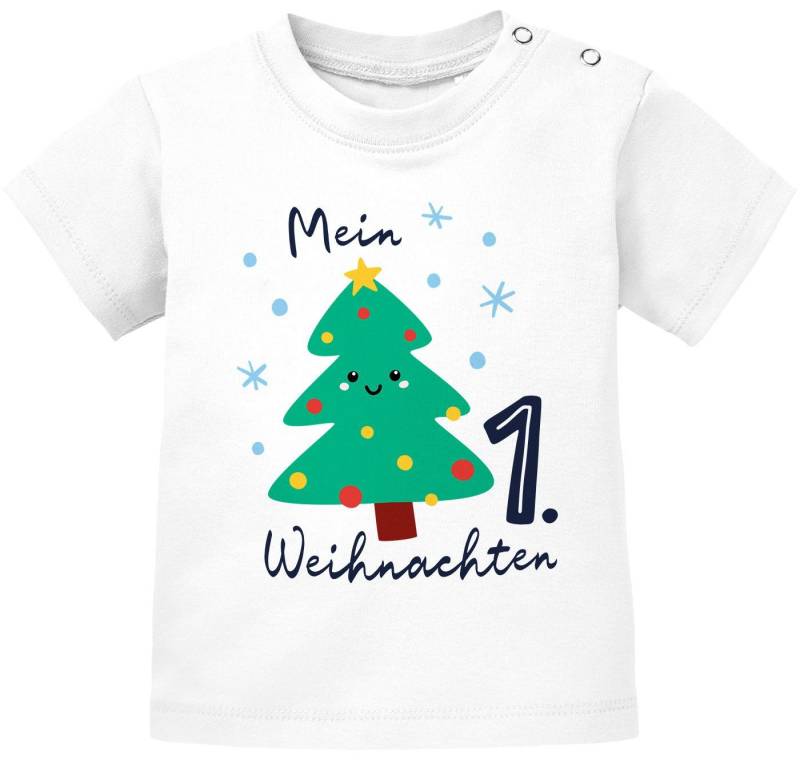 MoonWorks Print-Shirt Baby Shirt kurzarm erstes Weihnachten Design Tannenbaum von MoonWorks