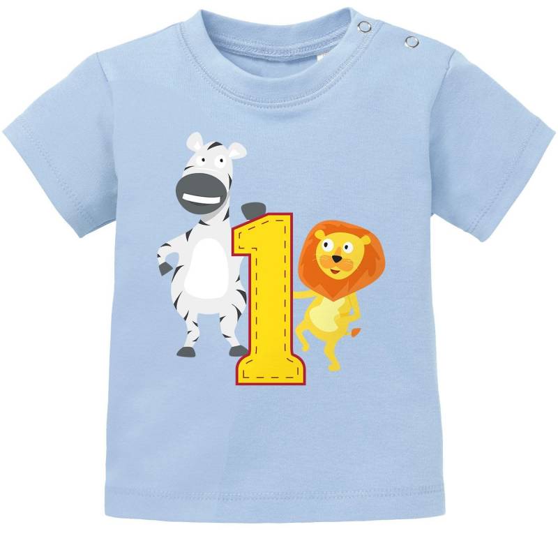 MoonWorks Print-Shirt Baby T-Shirt kurzarm Babyshirt Geburtstag Eins 1 Jahr Geschenk Tiere von MoonWorks