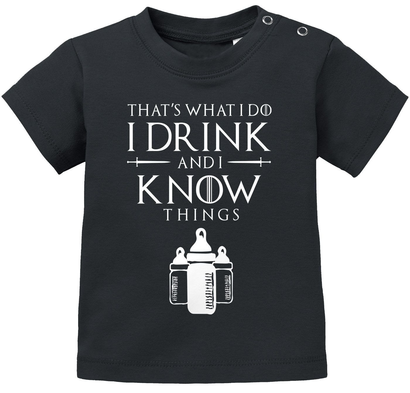 MoonWorks Print-Shirt Baby T-Shirt kurzarm Babyshirt I Drink and I Know Things Milch Jungen von MoonWorks