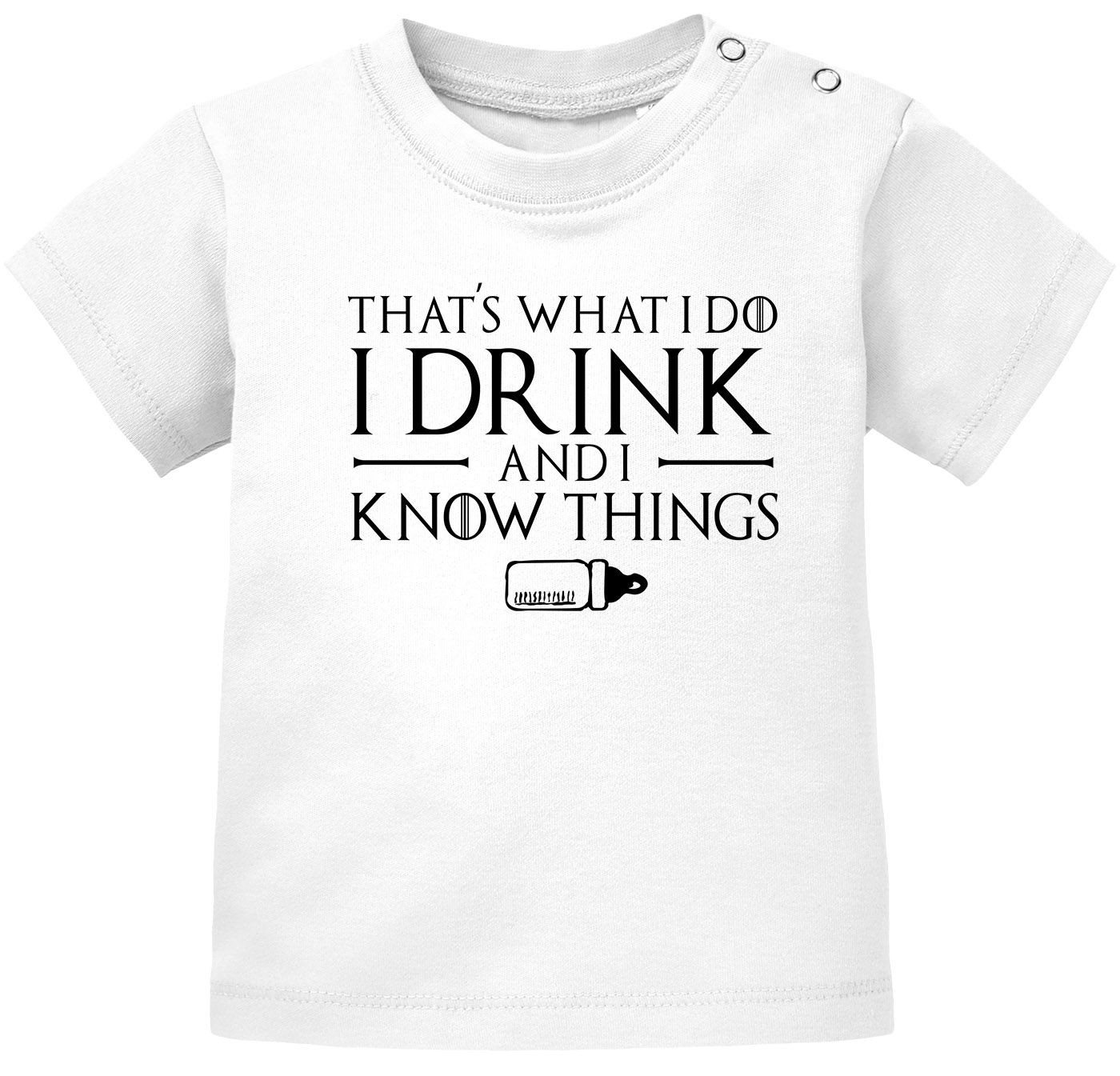 MoonWorks Print-Shirt Baby T-Shirt kurzarm Babyshirt I Drink and I Know Things Milch Jungen von MoonWorks