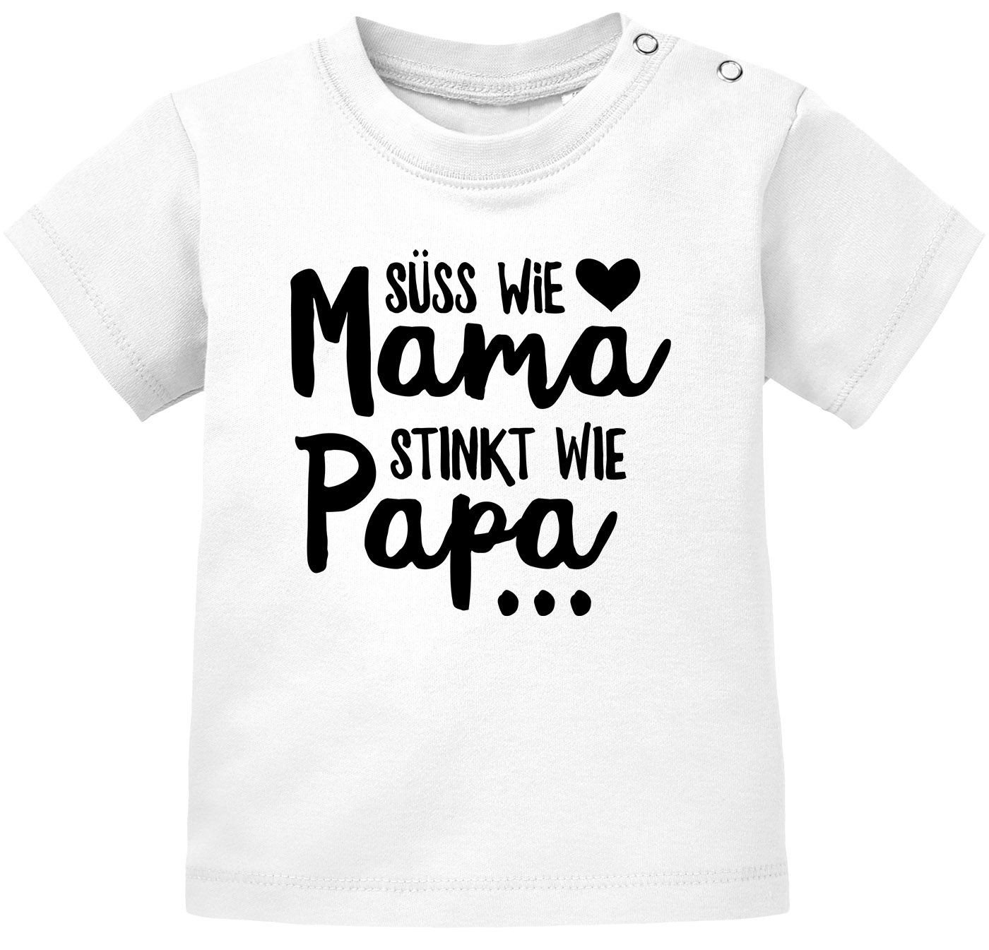 MoonWorks Print-Shirt Baby T-Shirt kurzarm Babyshirt Süß wie Mama Stinkt wie Papa Spruch von MoonWorks