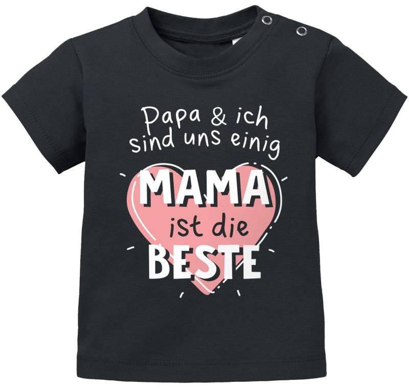 MoonWorks Print-Shirt Baby T-Shirt kurzarm mit Spruch Papa und ich sind uns einig Mama ist von MoonWorks