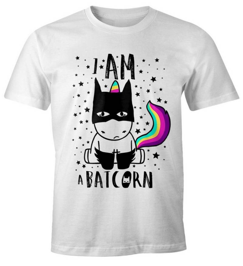 MoonWorks Print-Shirt Batcorn Shirt Herren Einhorn Unicorn Fun-Shirt Moonworks® mit Print von MoonWorks