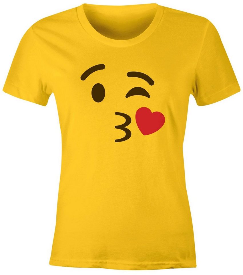 MoonWorks Print-Shirt Damen T-Shirt Emoticon Gruppenkostüm Fasching Karneval Junggesellenabschied JGA lustig Fun-Shirt Moonworks® mit Print von MoonWorks