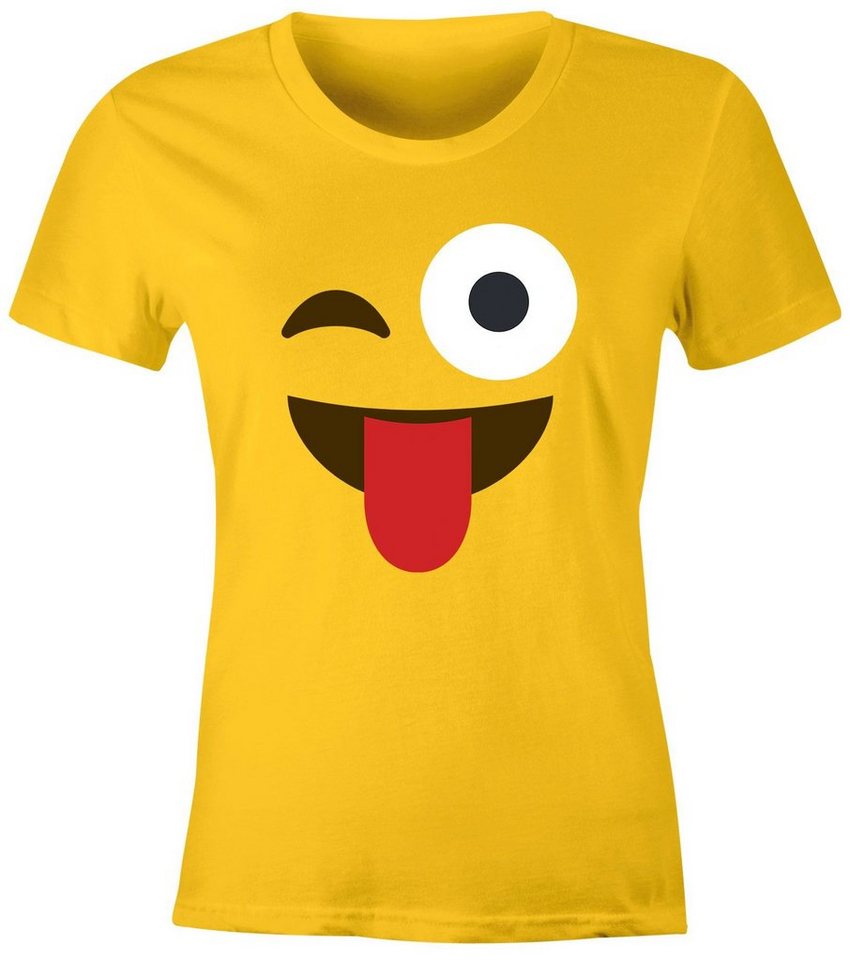 MoonWorks Print-Shirt Damen T-Shirt Emoticon Gruppenkostüm Fasching Karneval Junggesellenabschied JGA lustig Fun-Shirt Moonworks® mit Print von MoonWorks