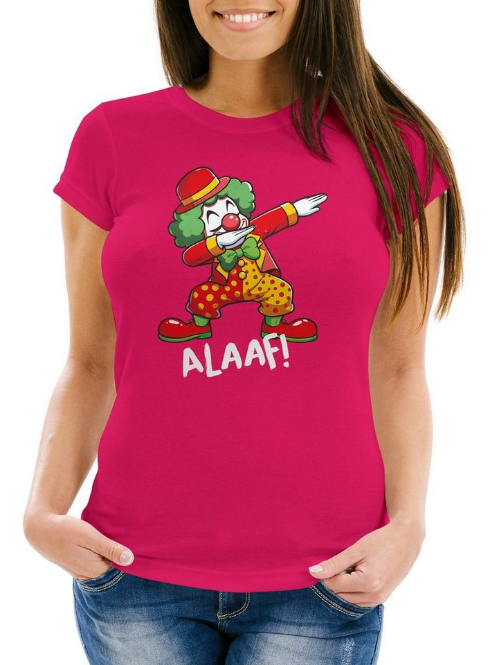 MoonWorks Print-Shirt Damen T-Shirt Fasching Karneval Dabbing Clown Kostüm-Ersatz Last mit Print von MoonWorks