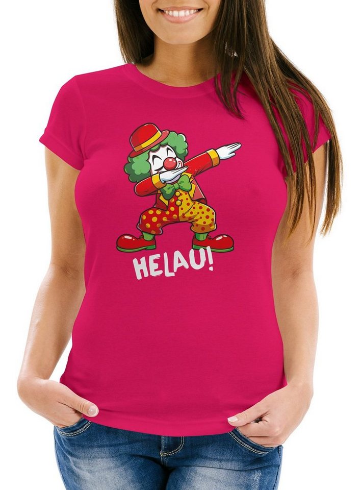 MoonWorks Print-Shirt Damen T-Shirt Fasching Karneval Dabbing Clown Kostüm-Ersatz Last mit Print von MoonWorks