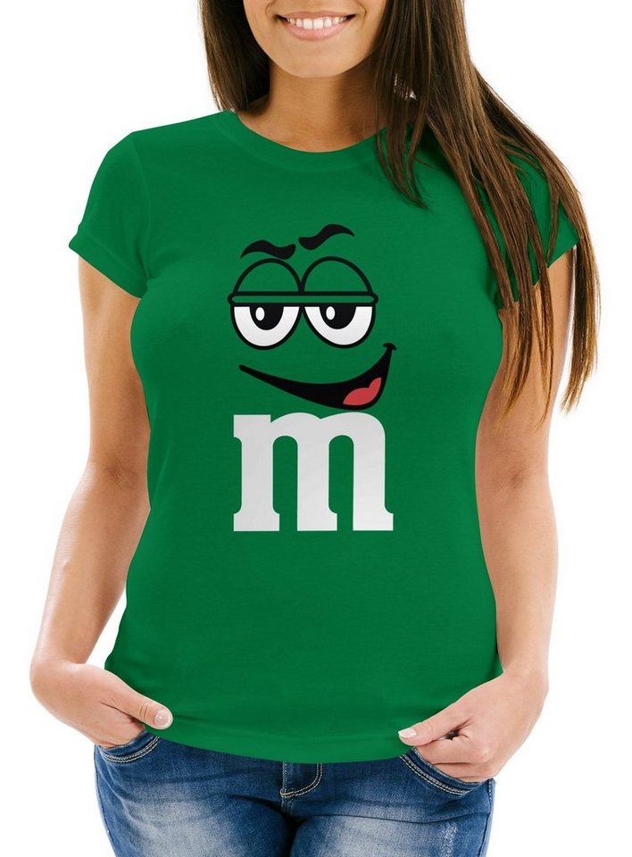 MoonWorks Print-Shirt Damen T-Shirt Fasching Karneval M Aufdruck Gruppen- Kostüm mit Print von MoonWorks