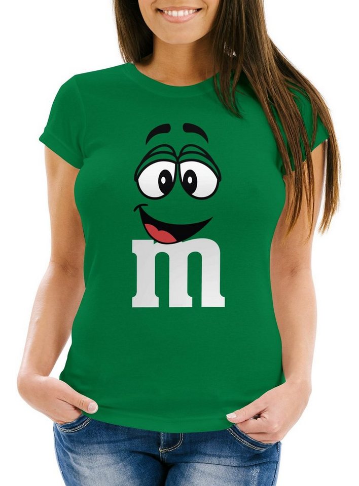 MoonWorks Print-Shirt Damen T-Shirt Fasching Karneval M Aufdruck Gruppen- Kostüm mit Print von MoonWorks