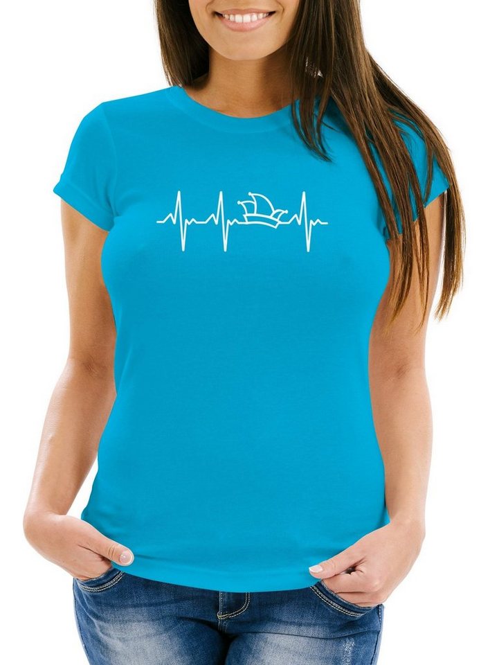 MoonWorks Print-Shirt Damen T-Shirt Fasching Karneval Narrenkappe EKG Verkleidung mit Print von MoonWorks