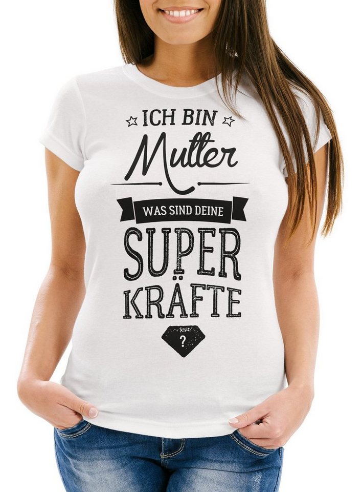 MoonWorks Print-Shirt Damen T-Shirt Ich bin Mutter was sind deine Superkräfte Slim Fit mit Print von MoonWorks