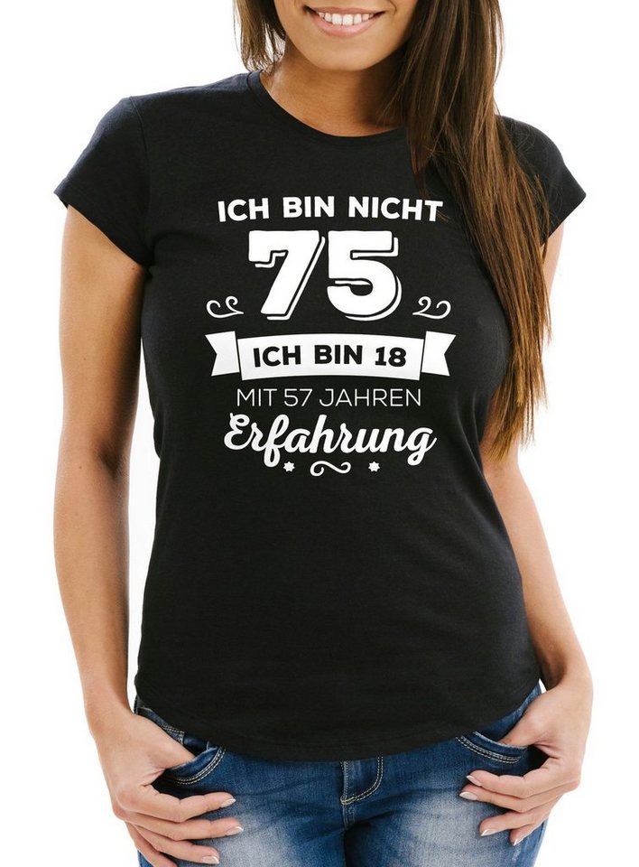 MoonWorks Print-Shirt Damen T-Shirt Ich bin nicht [object Object] sondern ich bin 18 mit {[object Object]_jahre_erfahrung} Jahren Erfahrung Geburtstag Geschenk T-Shirt Moonworks® mit Print von MoonWorks