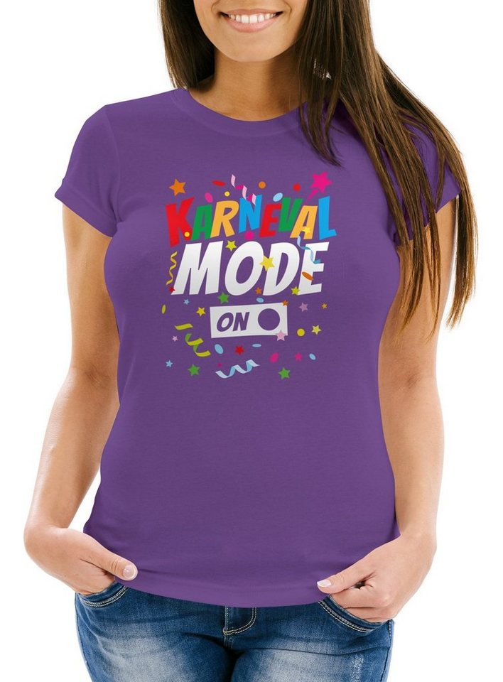 MoonWorks Print-Shirt Damen T-Shirt Karneval Fasching Spruch Konfetti Motiv Kostüm-Ersatz Ve mit Print von MoonWorks