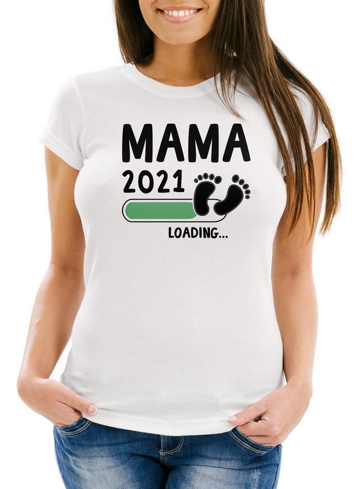 Print-Shirt Damen T-Shirt Mama Oma Tante Patentente 2021 loading Geschenk für werdende [object Object] Schwangerschaft Geburt Baby Slim Fit Moonworks® mit Print von MoonWorks