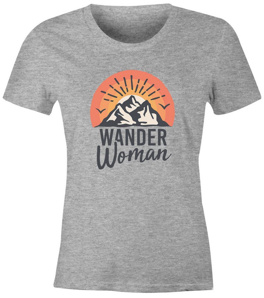 MoonWorks Print-Shirt Damen T-Shirt Wander Woman Wanderer Outdoor Geschenke für Wanderfans mit Print von MoonWorks